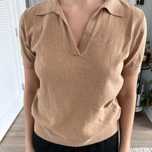 J. Crew Camel Short Sleeve Polo Top